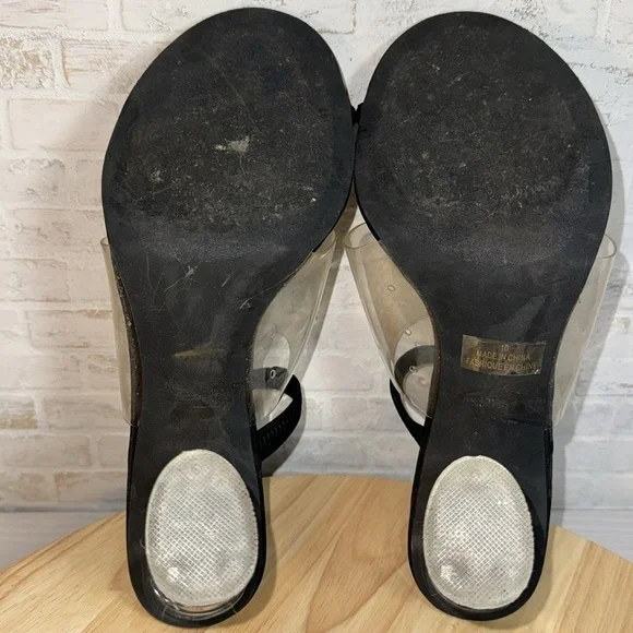 Jeffrey Campbell Clear Stretch Strap Acrylic Translucent Block Heel Sandal Heels - Picture 11 of 12